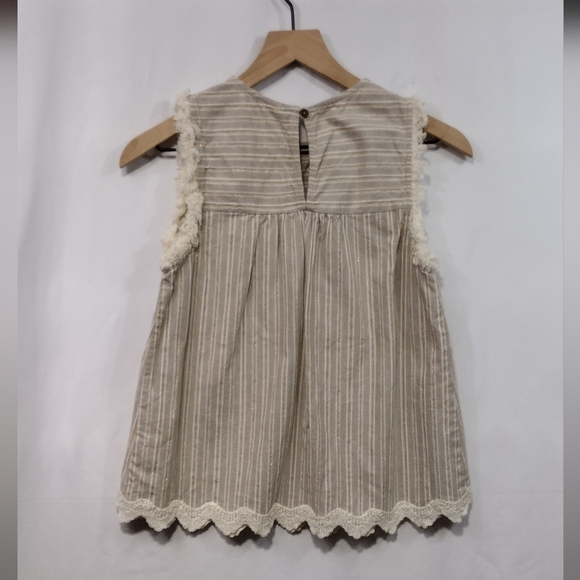 Altar'd State Linen Blend Babydoll Top Women's S Tan Gold Metallic Retro 90s Y2K - Picture 5 of 8